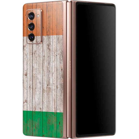 Ireland Flag Dark Wood Galaxy Z Fold2 5G Skin
